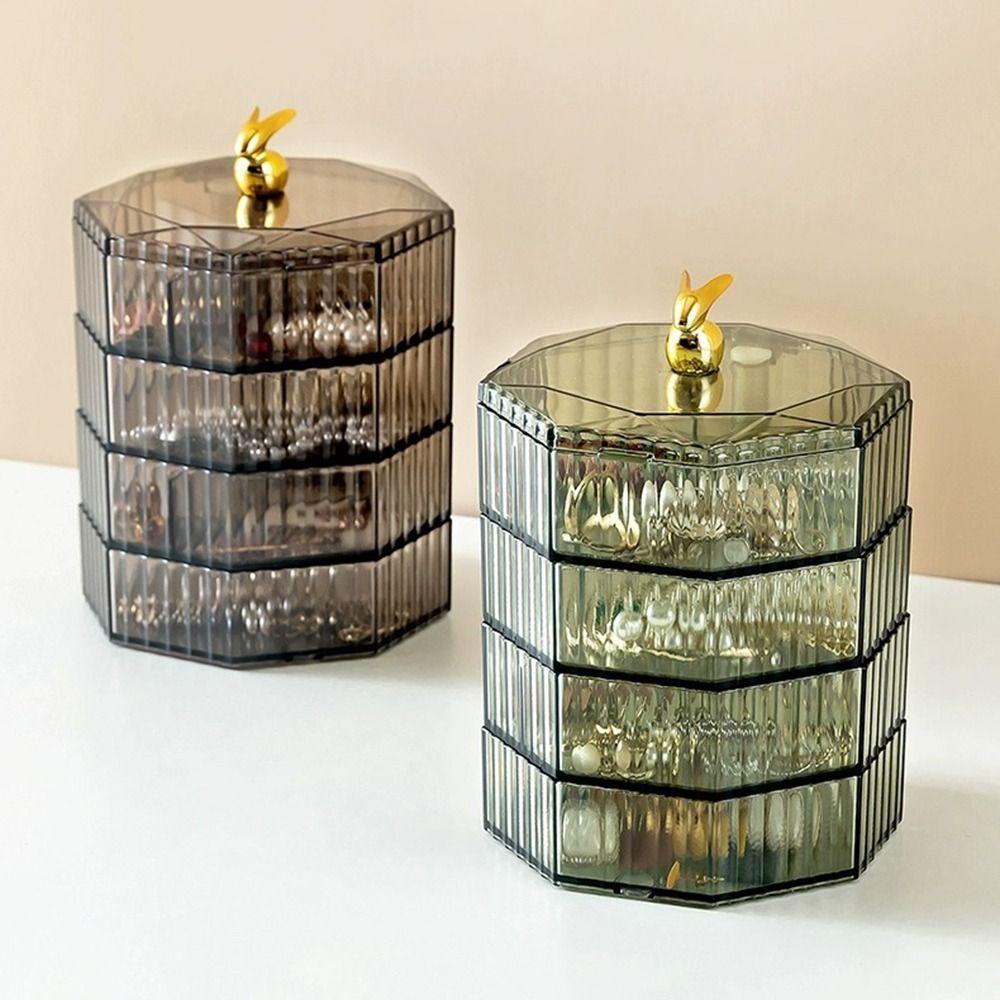 

Стеллаж для хранения макияжа большой емкости, многослойная прозрачная подставка для ювелирных изделий, серьги