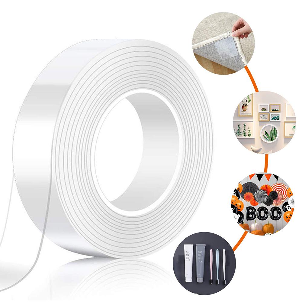 Nano Double Sided Tape Heavy Duty Washable Removable Traceless Nano Gel Grip Mounting Tape for Home Office Fix Carpet Mats 2CM*2 Meters/6.56FT