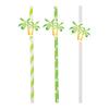 20Pcs Disposable Paper Straws, Hawaiian Palm Tree Party Drink Straws, Cocktail Paper Straws, Green Coconut Summer Decor