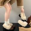 Muller Shoes Fluffy Thick Heel Lady Square Head Warm Single Shoes Loafers with Plush Heel