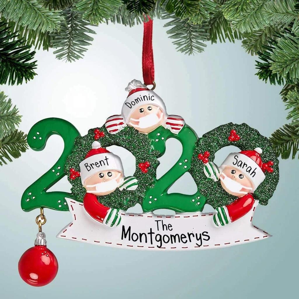 Family DIY Handwritten Name Face Mask Snowman Christmas Tree Hanging Pendant Christmas Decoration