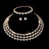 3Pcs Women'S Jewelry Set With  Multi-Layer Collars Necklace Earrings Bracelets Wedding Party Accessories