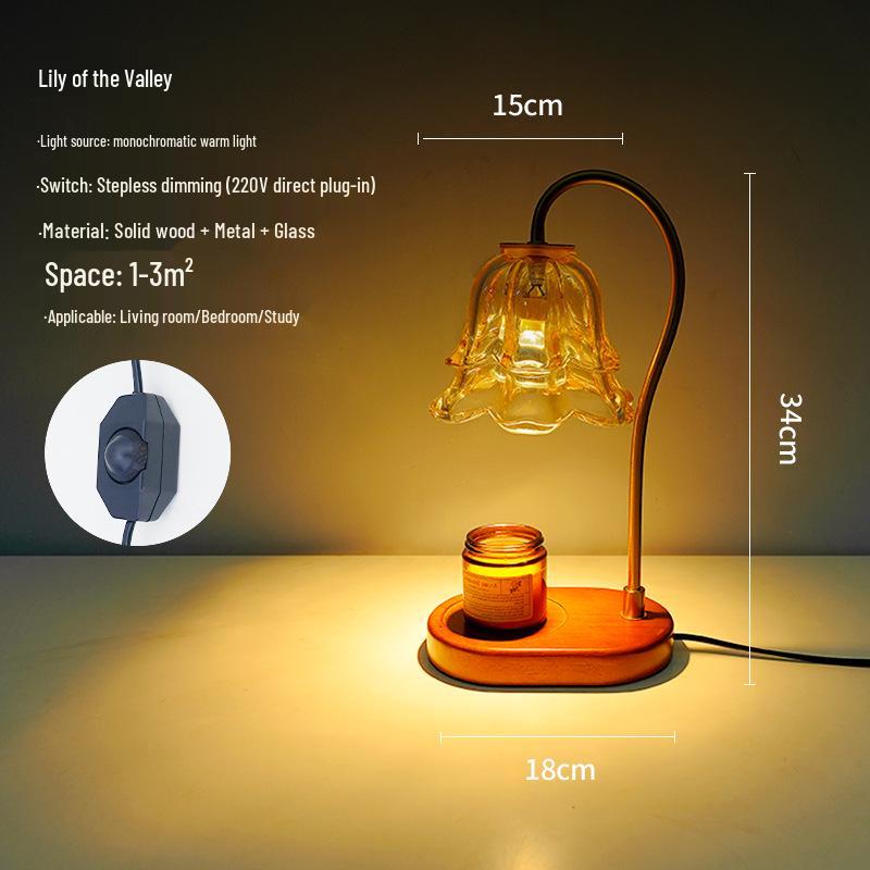 Retro Lily of the Valley Aromatherapy Wax Melter & Desk Lamp - High-End Gift for Bedroom Ambiance