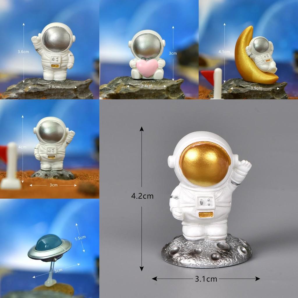 Cute Resin Astronaut Figurine Unique Home Decor Space Theme Cake Topper Accessory