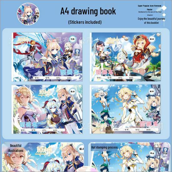 Star Drawing A4 Sketchbook with Stickers: Cartoon Art for Children & Students