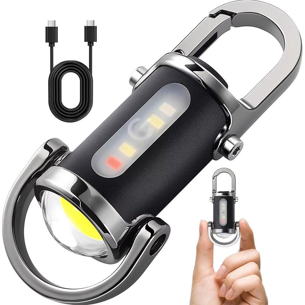 with Red&Blue Light Mini Keychain Flashlights Portable USB Rechargeable Work Light Ultra Bright Camping Lantern Outdoor