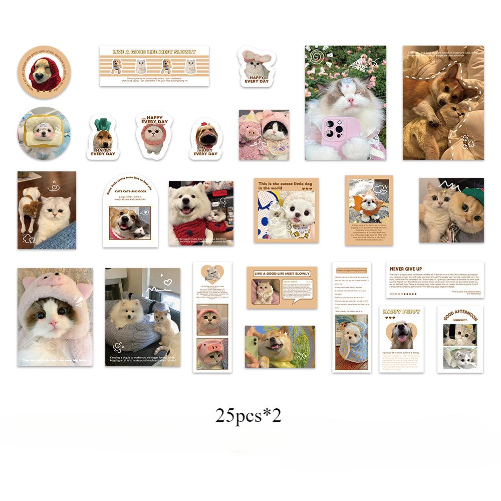 

Милый кот щенок скрапбукинг журнал наклейка милый американский стиль животное канцелярские принадлежности наклейка DIY Декор багаж гитара наклейка 50pcs