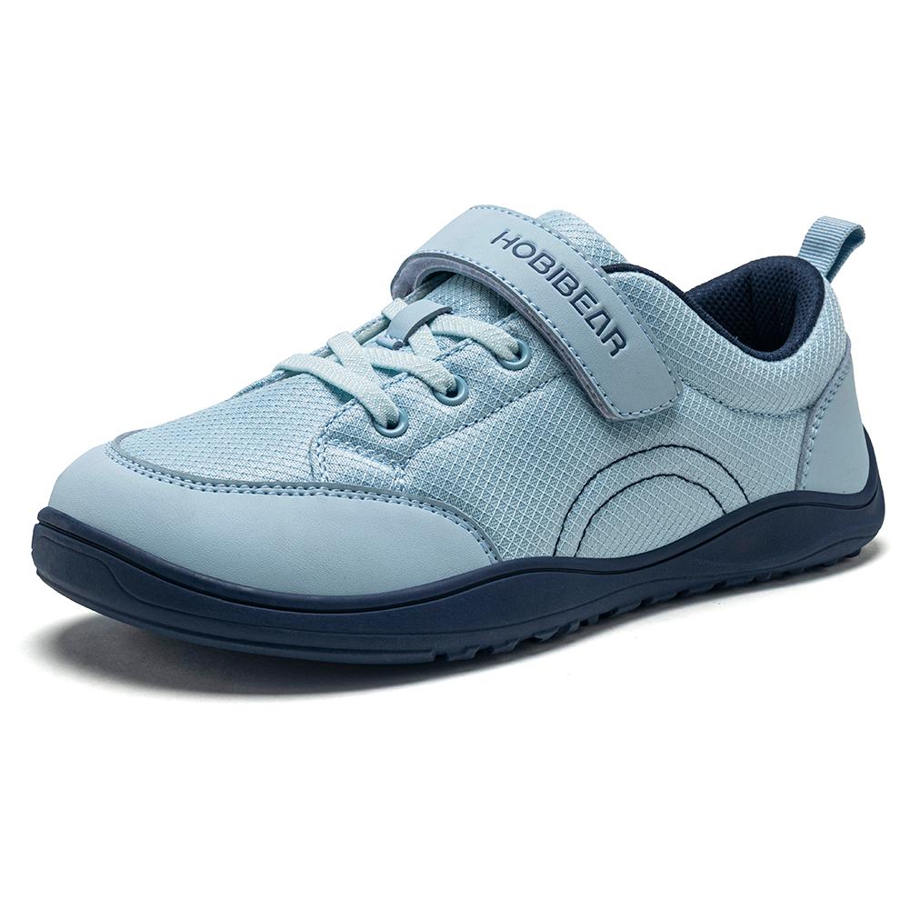 HOBIBEAR Wide Width Shoes Kids Barefoot Hook-Loop Sneakers Artificial Leather Mesh Lightweight Zero Drop Walking Shoes