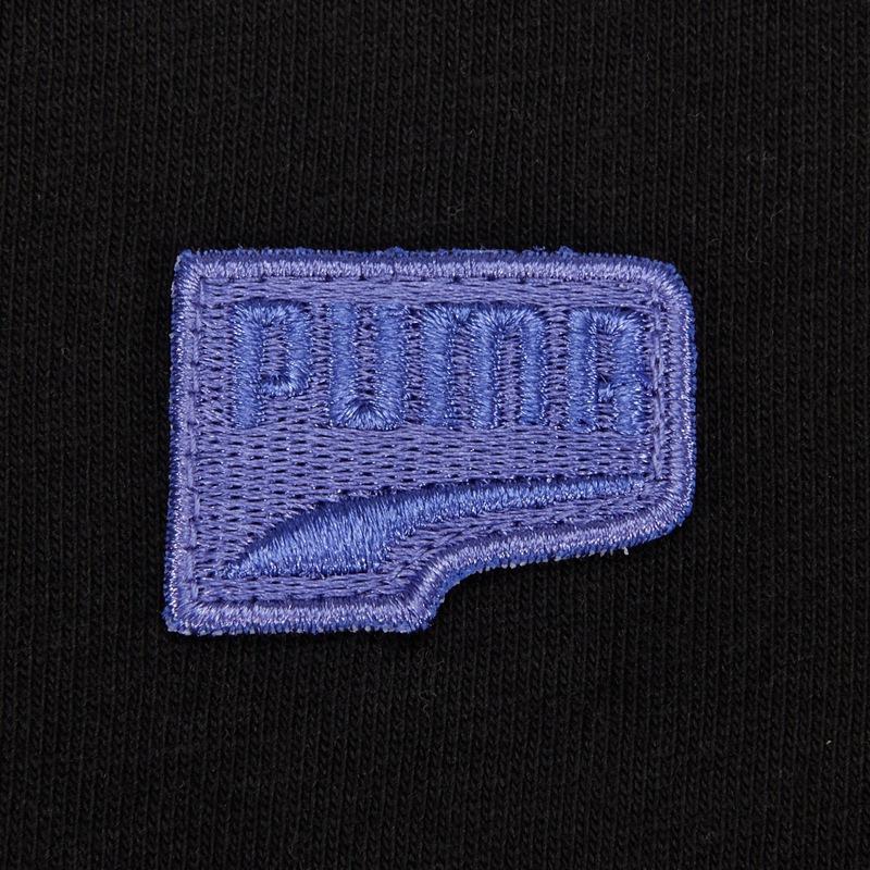 Puma Casual Color Block Round Neck T-shirt Women Tops Black 531441-01