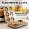 J1UL1N 2er-Pack Antihaft-Donut-Form, 6 Mulden Robuste Stahl-Mini-Bagel-Form, Ofenfeste Donut-Backform (Gold, 6 Tassen)
