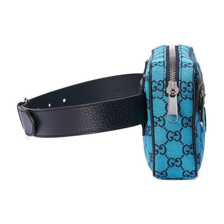 Gucci GG Vícebarevné Logo Plátěná Taška přes Hrudník Unisex Tašky Modrá Tmavě Modrá 658657-2UZAN-4487