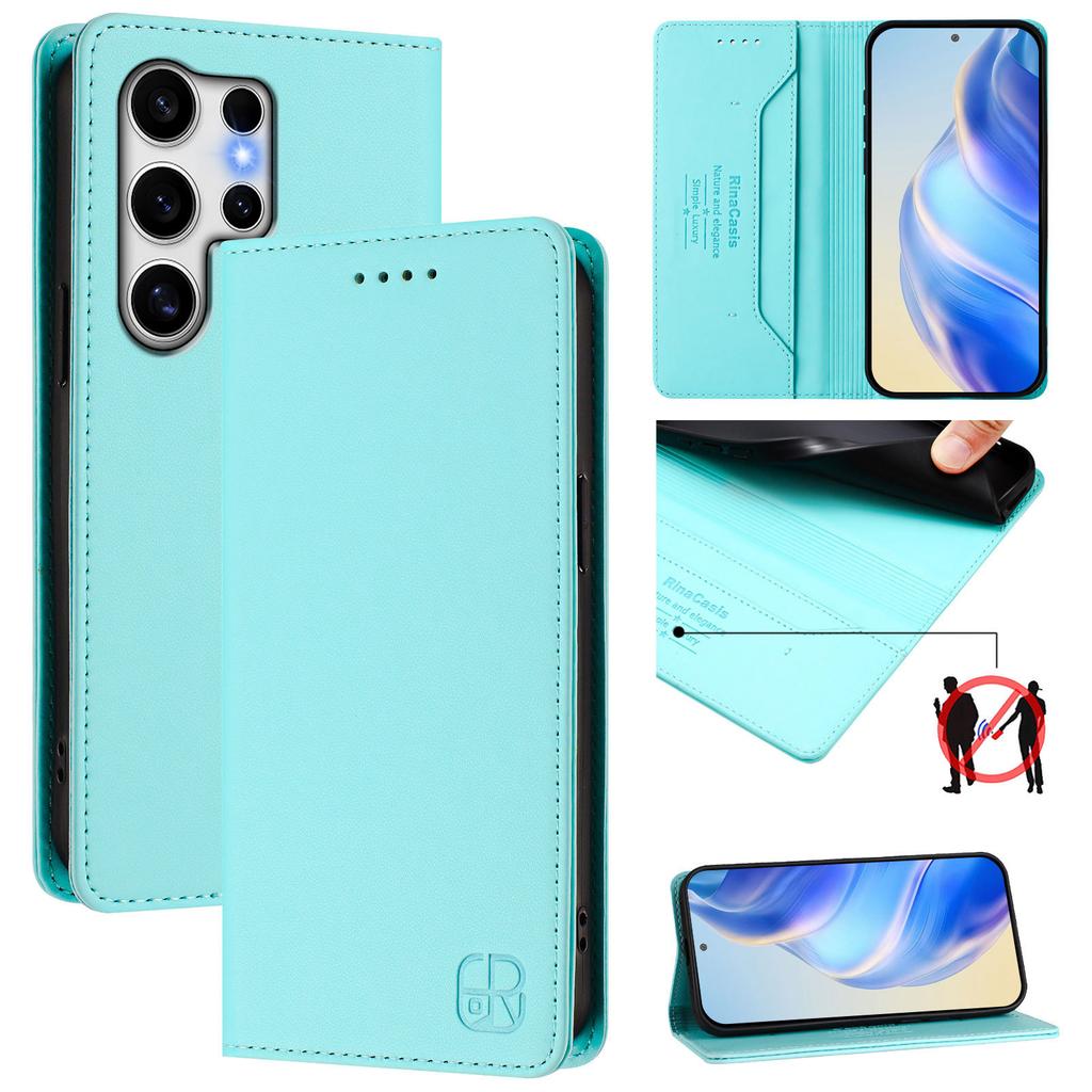 Suitable for Samsung S25/24 phone case, RFID anti-theft, card slot, strong magnetic attraction, flip cover leather case