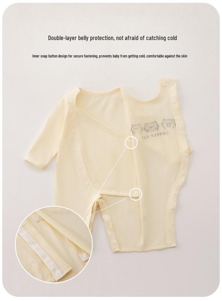 7A Antibacterial Double-Layer Long-Sleeve Baby Romper - Boneless Pure Cotton Pajamas for Spring & Autumn