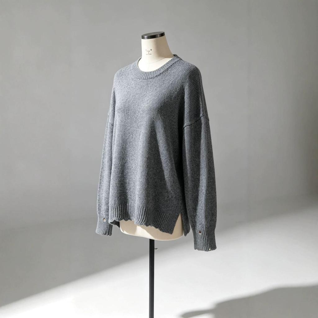 2026 Euro-American Autumn/Winter Women's Loose Solid Color Round Neck Pullover Sweater