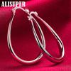 925 Sterling Silver Smooth Circle 41mm Hoop Earrings Jewelry