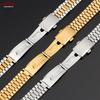 Silver Gold Solid Stainless Steel Watch Bracelet 10mm 12mm 14mm 16mm Universal Watchbands Casual Metal Double Clasp Watch Strap