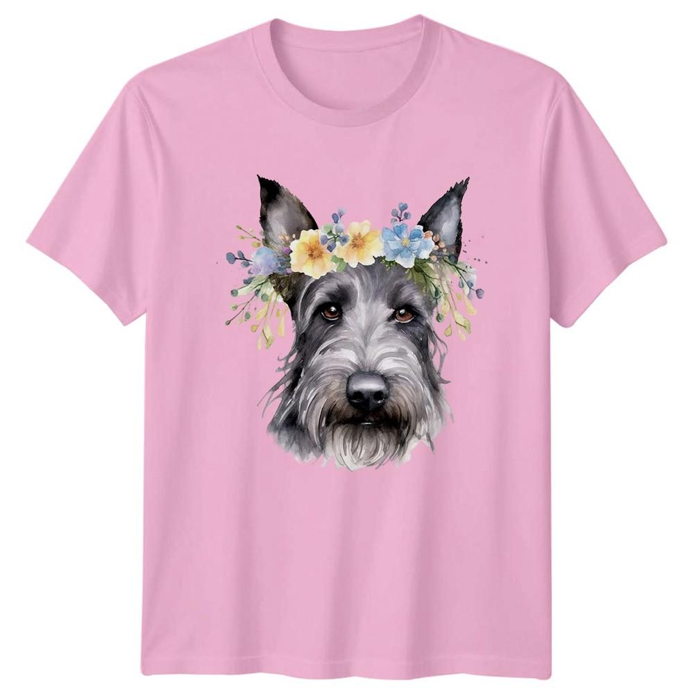 Watercolor Schnauzer Dog With Floral Schnauzer Dog Pet Mothers Day