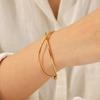Wholesale Western Style 18K Gold Stainless Steel Line Cross Open Bangle, Minimalist Versatile Titanium Steel Bracelet