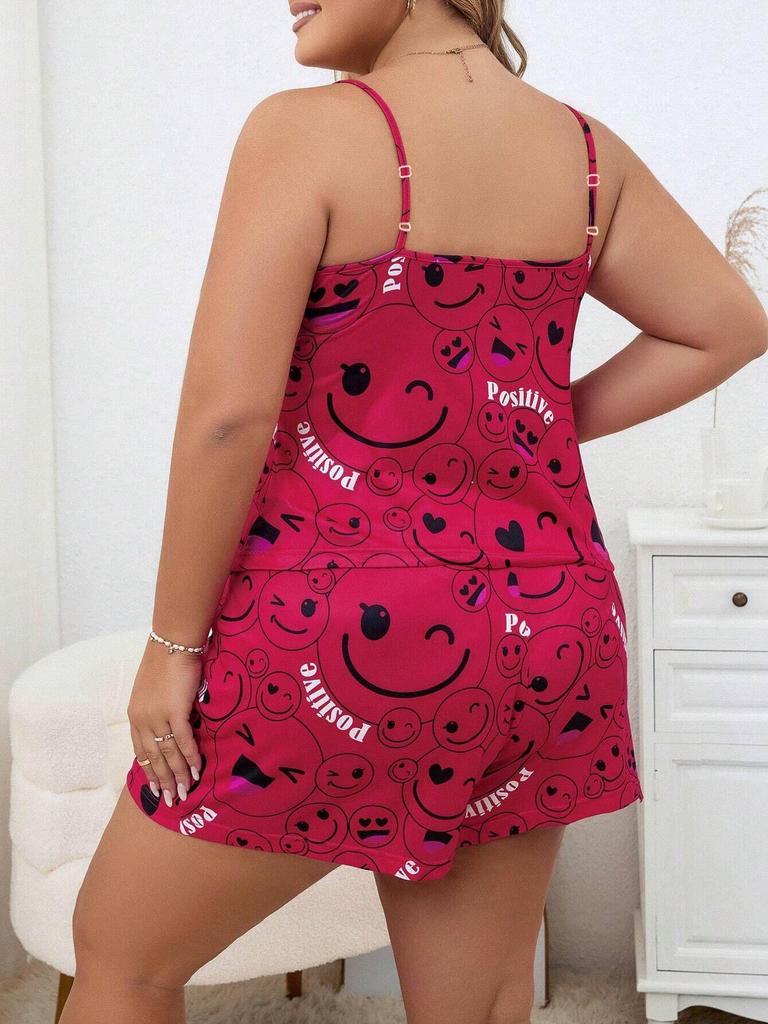 Plus Size Women's Camisole Shorts Pajama Set - Casual, Loose, Comfortable Sleepwear