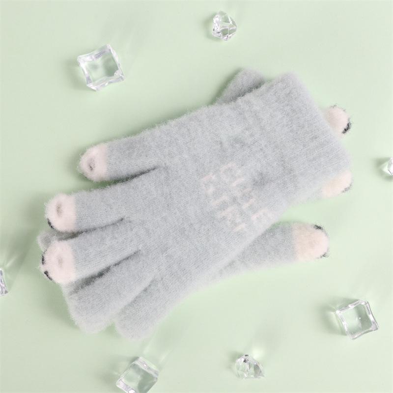 Women's Winter Open-Finger Touchscreen Gloves - Thickened, Warm, Velvet, Cute, Split-Finger Design