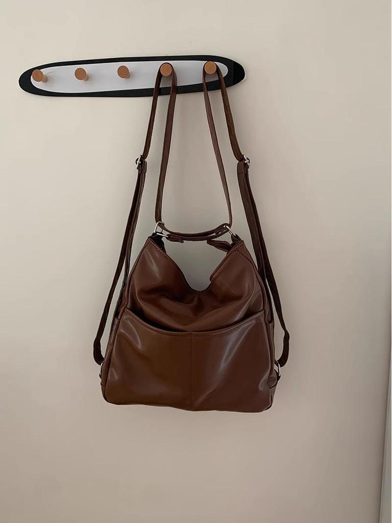 Spring 2025 Women's Large Capacity Leather Tote: Versatile Handbag, Backpack & Crossbody