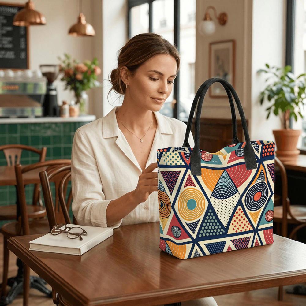  Bohemian Geometric Printed Tote Bag Casual Large Capacity Ladies Daily Shoulder Handbag