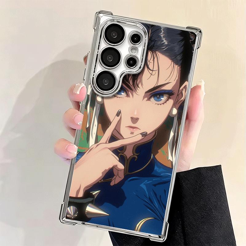 ChunLi S-Street F-FighterS Plating Phone Case For Samsung Galaxy S24 S25 FE S26 Edge S23 Ultra S22 S21 Plus S20 Anti-Fall Airaba