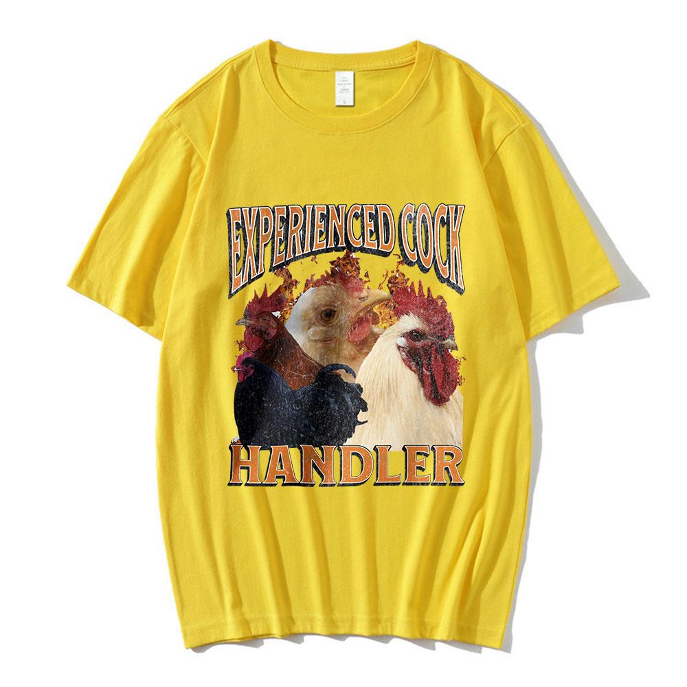 Experienced Cock Handler T Shirt Funny Chicken Lover Graphic T-shirt Mens Women Clothing Cotton Short Sleeve Oversized T Shirts