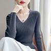 New Autumn and Winter Women's Pullover Sweater Long-sleeved Tight Slimming Knitted Sweater V-neck Slimming Base Layer