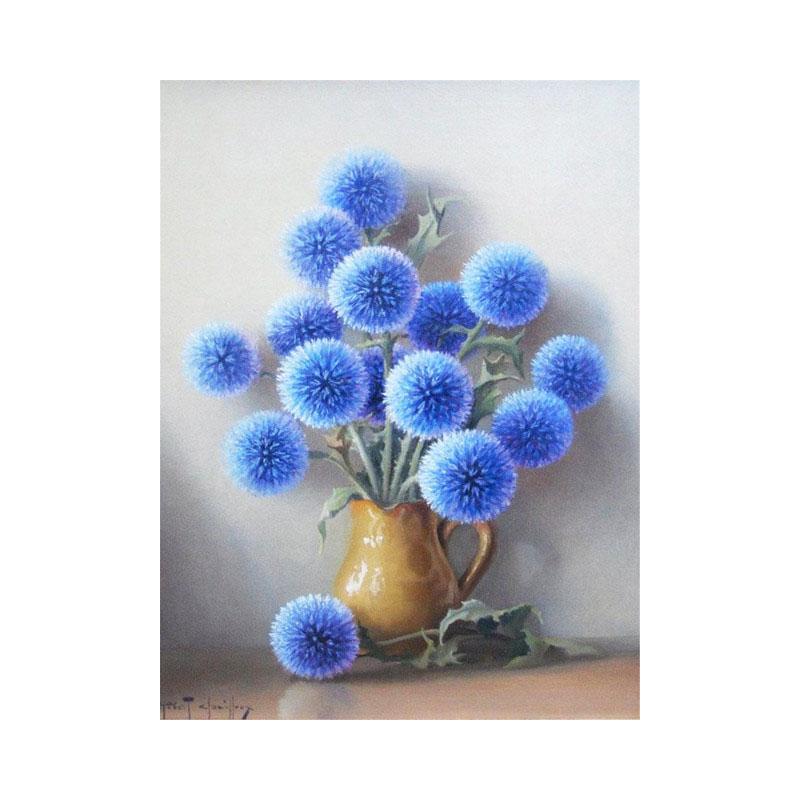 

5D DIY алмазна картина синя волошка набір для вишивки хрестиком повне коло вишивка квіткова мозаїка малюнок стразами 30*40CM білий