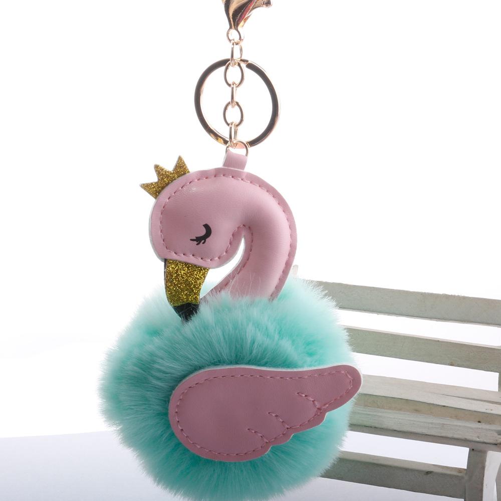 Swan Shape Hair Ball Key Chain Pendant Bag Pendant Handicraft Gift