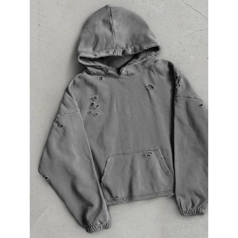 Unisex Oversized Hooded Sweatshirt With Distressed