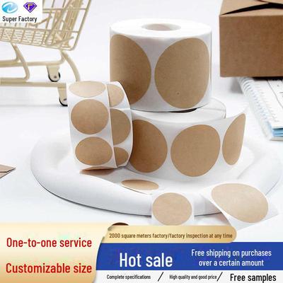 Round Die-Cut Self-Adhesive Kraft Paper Stickers - Strong, Handwritten Packaging Labels