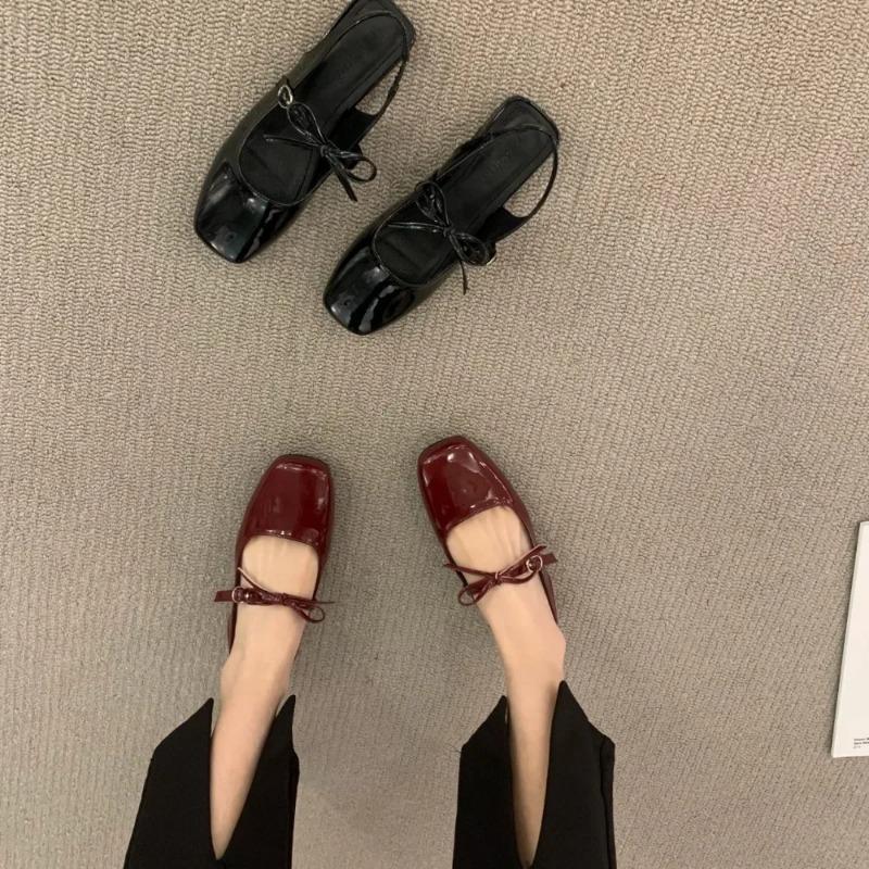 2025New Autumn Low Heels Bowknot Shallow Cut Ballet Single Shoes Women's  Shoes Ladies