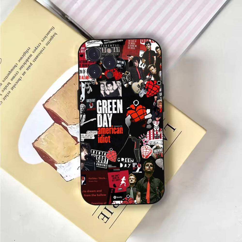 G-Green Day Phone Case For iPhone 6,17,16,15,14,13,12,11 Plus,Pro Max,XS,X,XR,SE,Mini,8,7,Soft Silicone Black Cover
