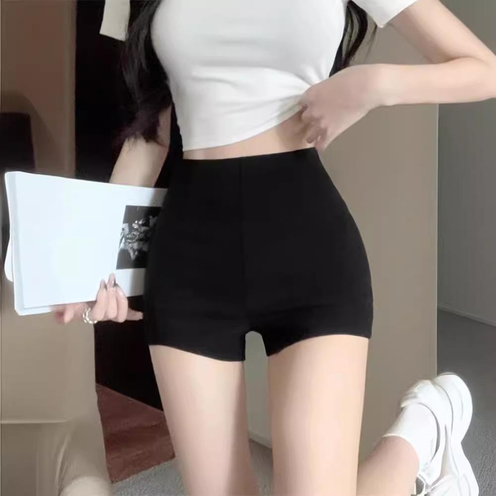 Women's Stretch Black High-Waist Shorts - Slim Fit, Versatile Summer Style