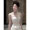 Temperament Dress Skirt Light Mature Style Lace Fishbone Camisole Dress for Important Occasions