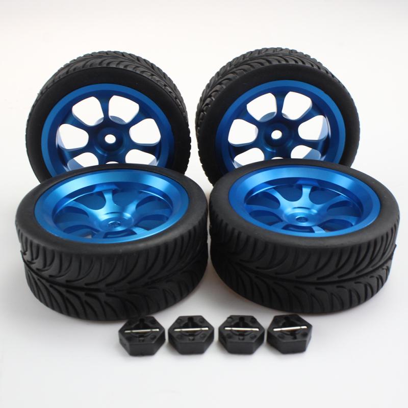 4PCS Rim and Tires with Adapter for WLtoys 1/14 144001 RC Car Parts Aluminium Alloy Wheels Upgrade