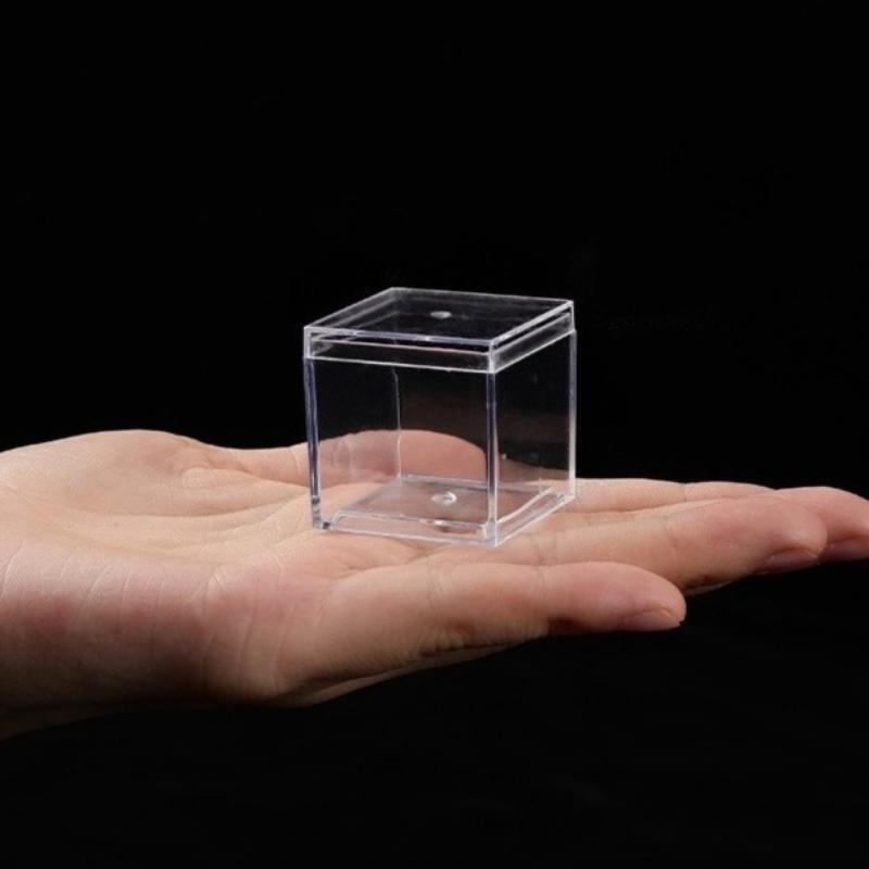 60pcs Transparent Acrylic Boxes with Lids Small Clear Containers 4.5x4.5x4.5cm Square Display Cases Storage Earring Jewelry Bead