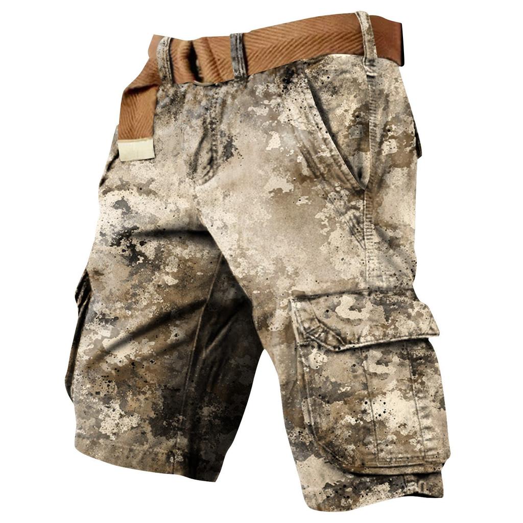 Pánské šortky pracovní oděvy s potiskem ke Dni nezávislosti a s více kapsami