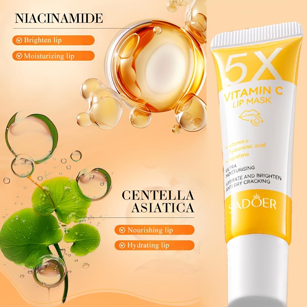 5X Vitamin C Lip Mask - Pink Tender Moisturizing Lip Balm, Hydrating and Brightening Lip for Dry Cracking Lips, Nourishing Lip Care|Vitamin C Lip Mask