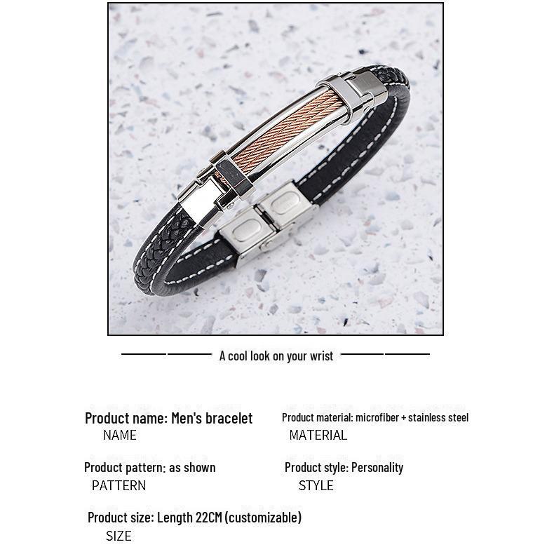Men’s Luxury Stainless Steel & Microfiber Braided Bracelet