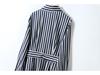 2024 Summer Women's Casual Striped Midi Belt Shirt Dress