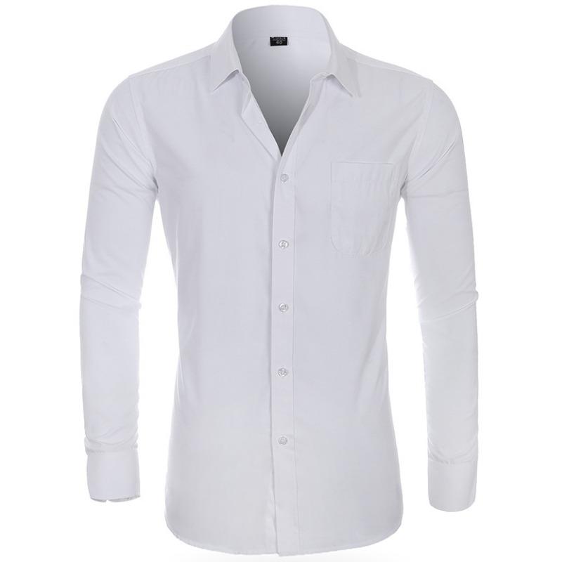 Men’s Plus Size Classic Long Sleeve Solid Dress Shirt