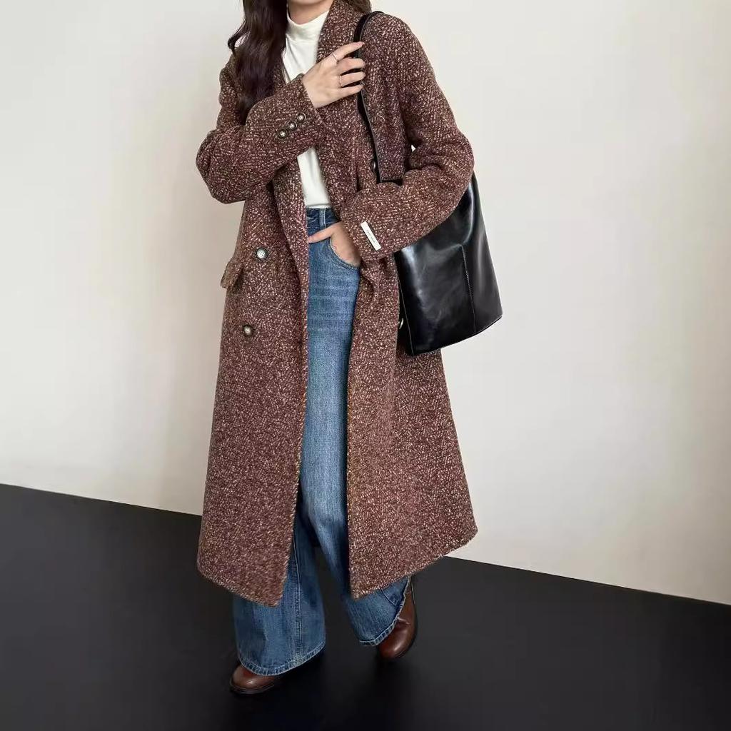 Autumn and winter new double-sided cashmere coat design sense advanced sense long fashion temperament wool woolen coat women