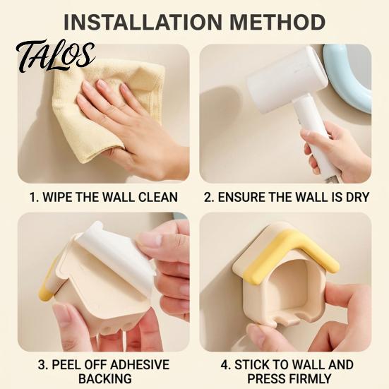 Punch Free Toothbrush Rack Cartoon House Holder, Wall Mounted Bathroom Organizer, Suspended Cute Storage Drainage Drying for Electric And Manual