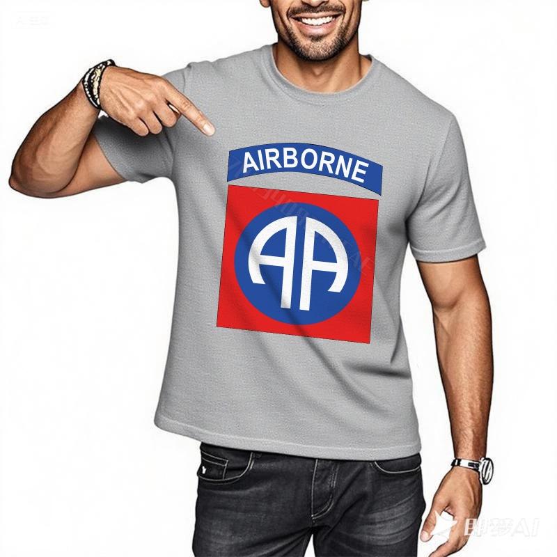 Unisexs tshirt Soft Streetwear Tshirts Airborne Logo On Black Streetwear Classic Tshirt Classic Adult Round Neck Tee
