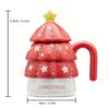 Christmas Tree Ceramic Coffee Mug with Lid ,Reusable, Dishwasher Safe, Perfect for All Seasons, Gifts