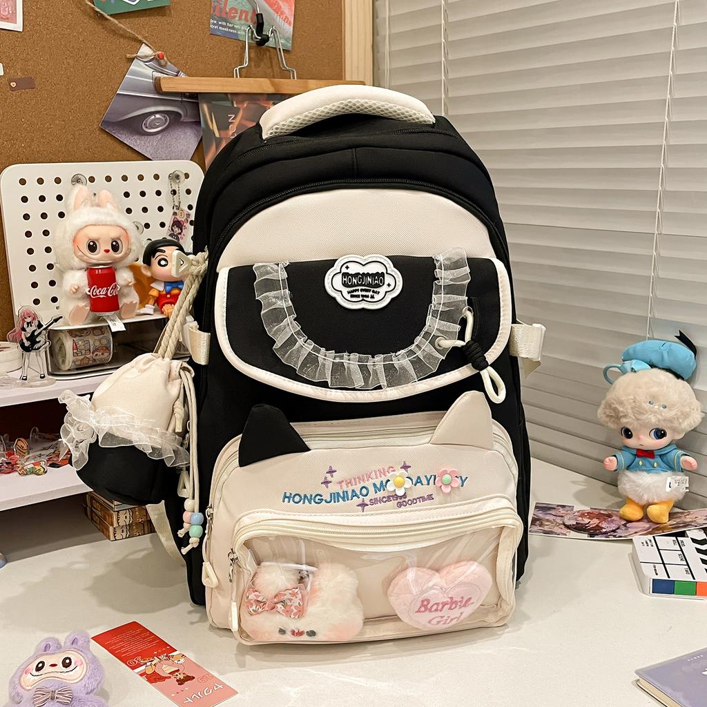 High-value junior high school student schoolbag female cute Japanese pain bag large food backpack light contrasting color backpack tide