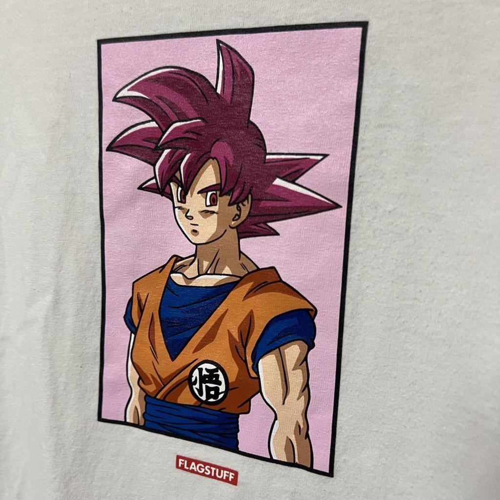 [USED] FLAGSTUFF Dragon Ball Collaboration Son Goku T-Shirt, White, Medium, Men's